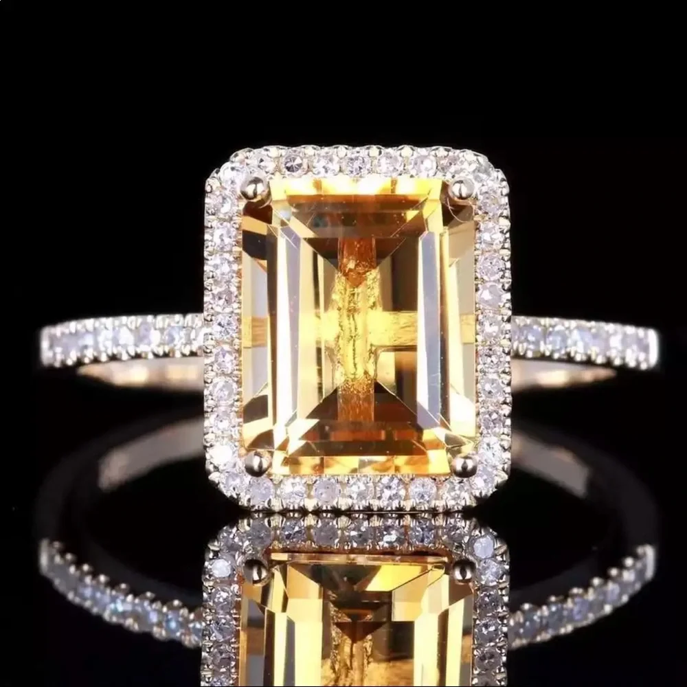 New Luxury 925 Silver Beautiful Women’s Citrine Ring - Picture 1 of 6